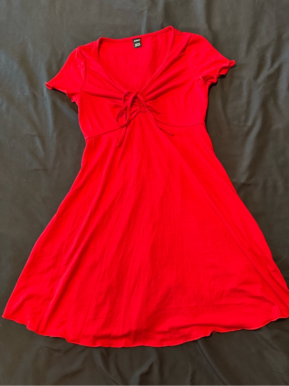 SHEIN Red Tie-Front Mini Dress